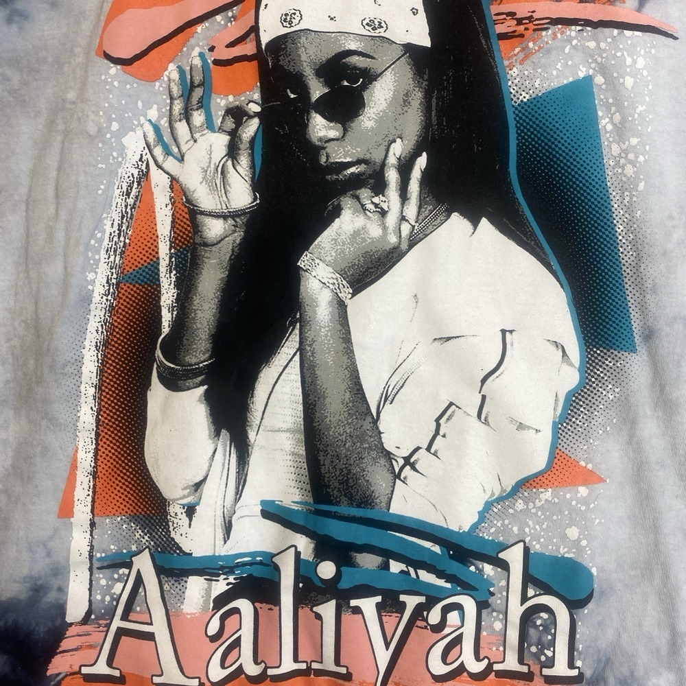 Aaliyah Graphic Tie-Dye‎ T-Shirt Blue White Unisex Size Medium